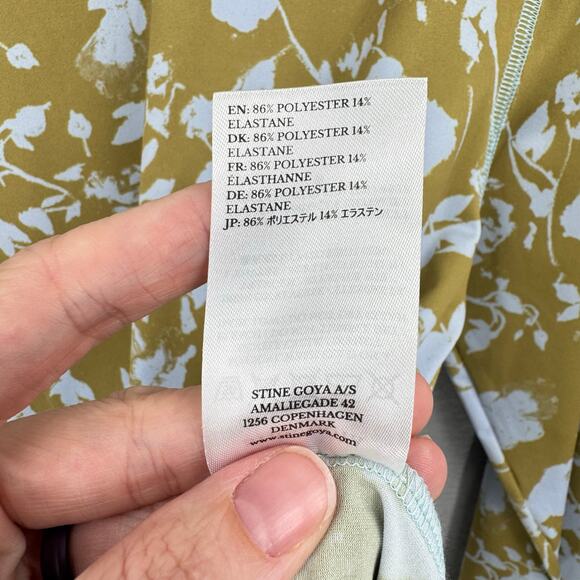 Stine Goya M/L Juno Flower Foliage Green Blue Print Long Sleeve Slim Fit Top - Picture 10 of 10